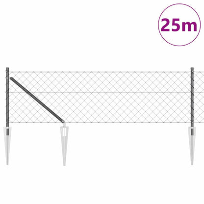 vidaXL Zaunpfosten Grau 25 x 0,6 m (60 x 60 mm Maschen) Stahl und PVC