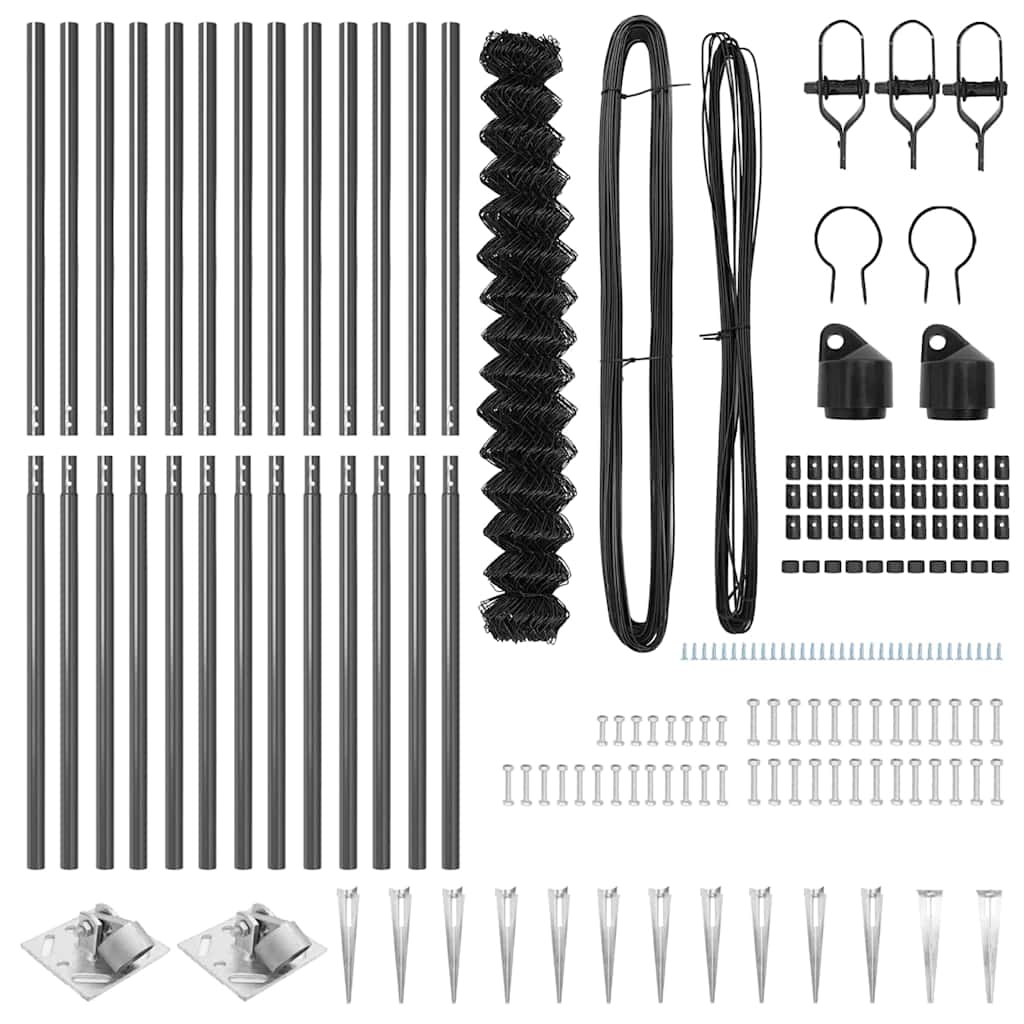 Zaunpfosten Grau 25 x 1,5 m (60 x 60 mm Maschen) Stahl