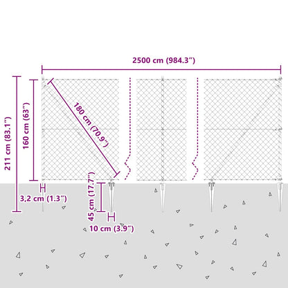 vidaXL Zaunpfosten Grau 25 x 1,6 m (60 x 60 mm Gewebe) Stahl und PVC