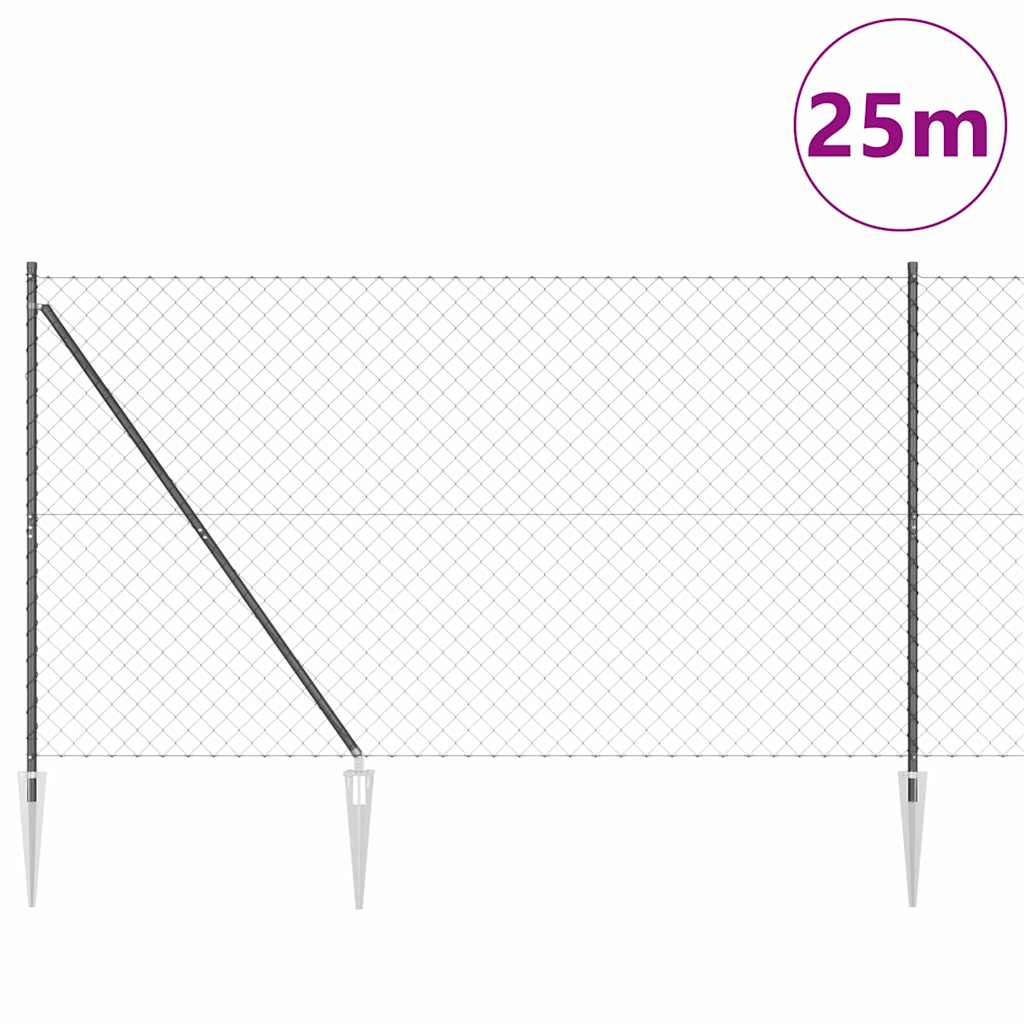 vidaXL Zaunpfosten Grau 25 x 1,6 m (60 x 60 mm Gewebe) Stahl und PVC