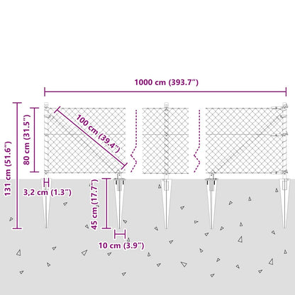 vidaXL Zaunpfosten Silber 10 x 0,8 m (40 x 40 mm Gitter) Stahl