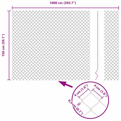 vidaXL Zaunpfosten Silber 10 x 1,5 m (40 x 40 mm Maschen) Stahl