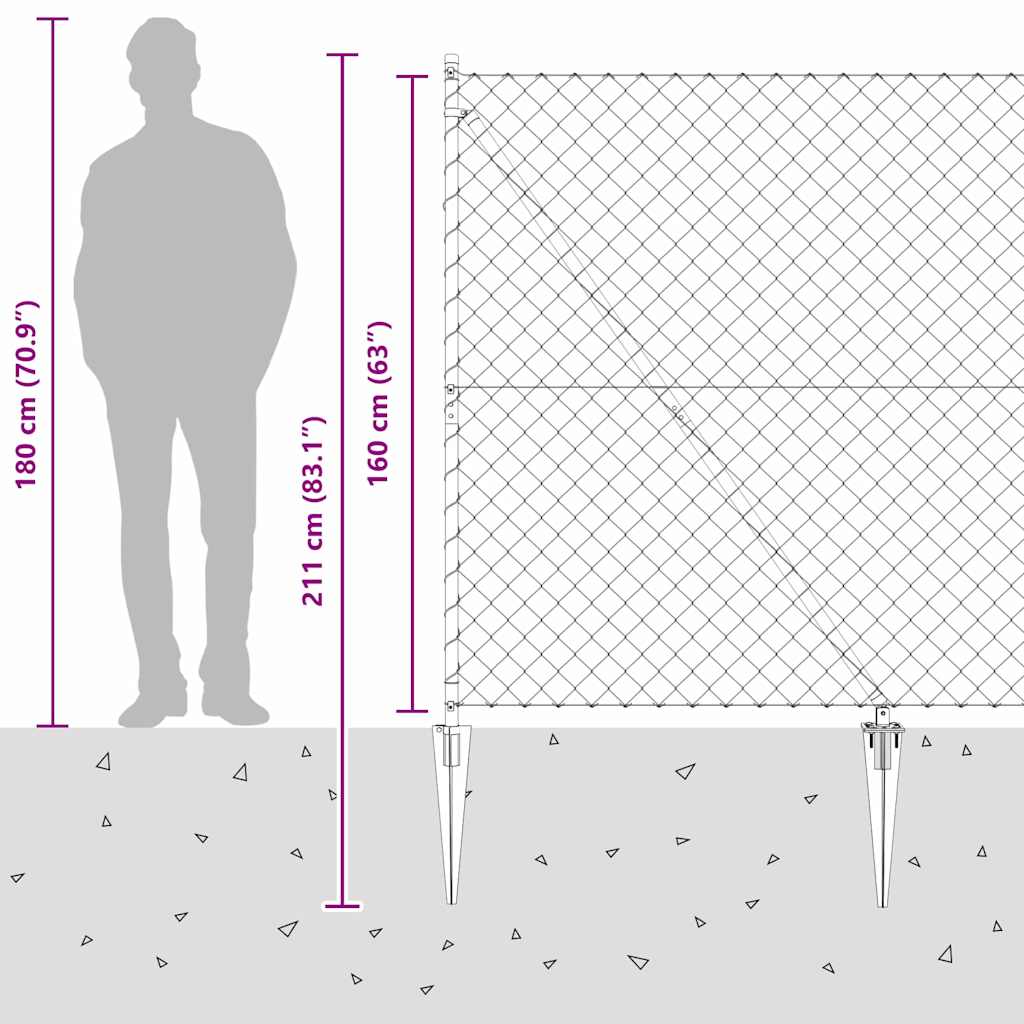 vidaXL Zaunpfosten Silber 10 x 1,6 m (40 x 40 mm Maschen) Stahl