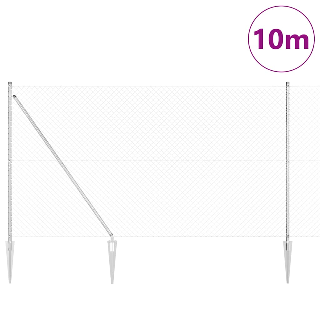 vidaXL Zaunpfosten Silber 10 x 1,6 m (40 x 40 mm Maschen) Stahl