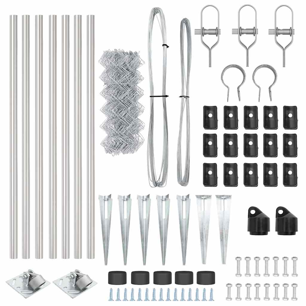 Zaunpfosten Silber 10 x 0,4 m (60 x 60 mm Maschen) Stahl