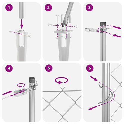 Zaunpfosten Silber 10 x 0,4 m (60 x 60 mm Maschen) Stahl