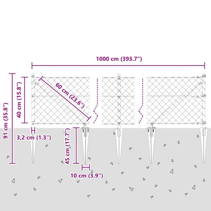 Zaunpfosten Silber 10 x 0,4 m (60 x 60 mm Maschen) Stahl