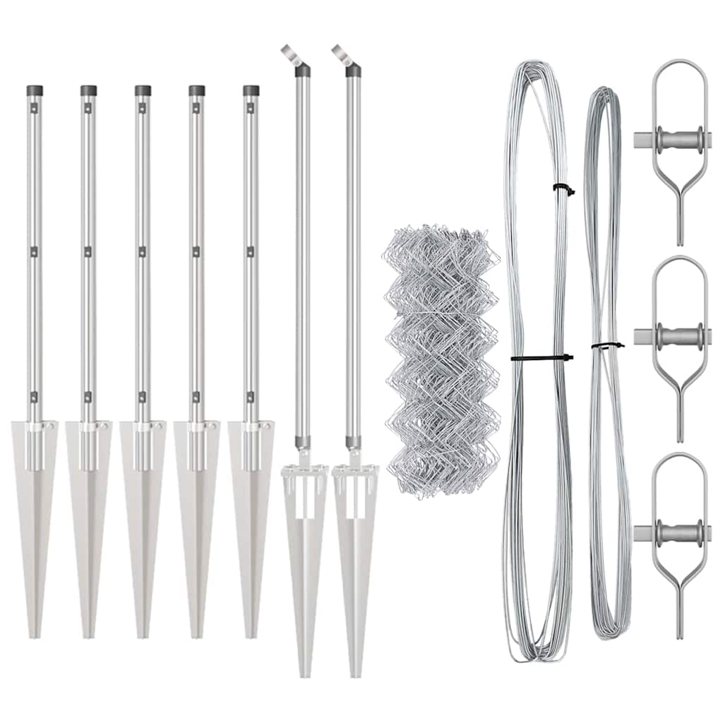 Zaunpfosten Silber 10 x 1 m (60 x 60 mm Maschen) Stahl