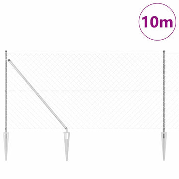 vidaXL Zaunpfosten Silber 10 x 1 m (60 x 60 mm Maschen) Stahl
