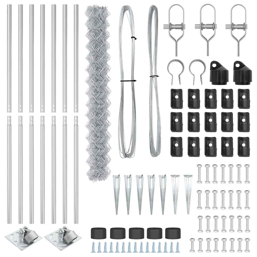 Zaunpfosten Silber 10 x 1,5 m (60 x 60 mm Maschen) Stahl