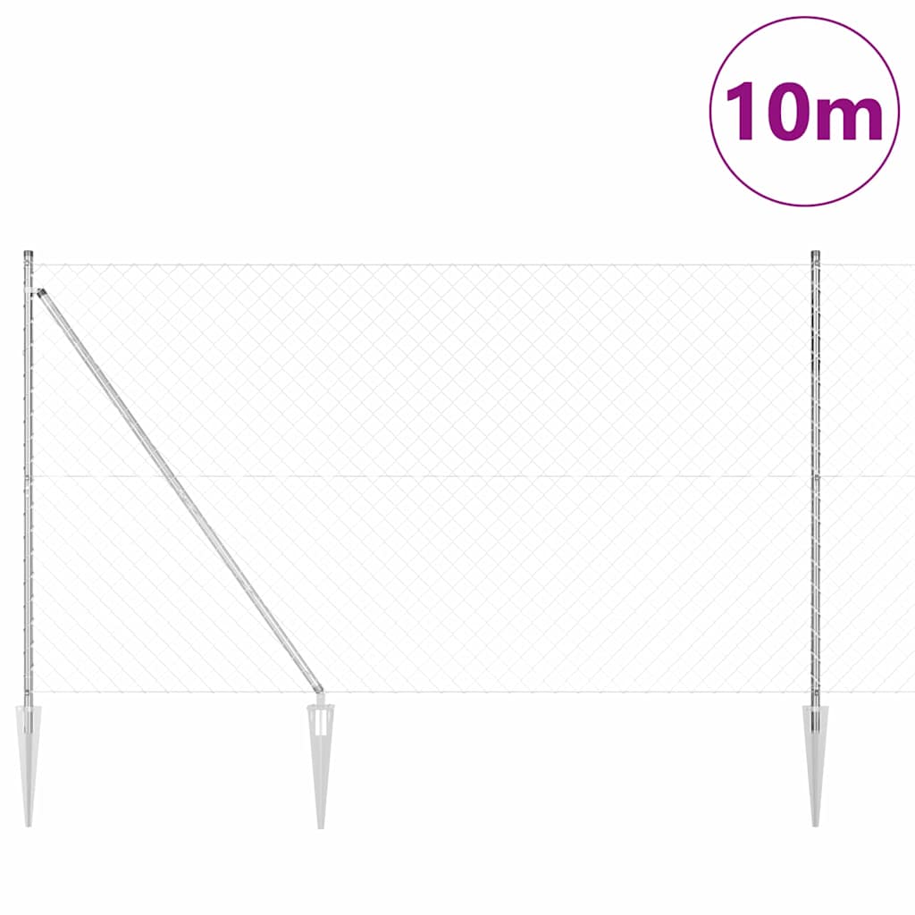 vidaXL Zaunpfosten Silber 10 x 1,6 m (60 x 60 mm Maschenweite) Stahl