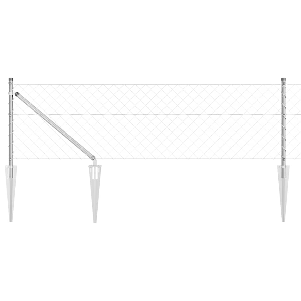 vidaXL Zaunpfosten Silber 25 x 0,8 m (60 x 60 mm Netz) Stahl