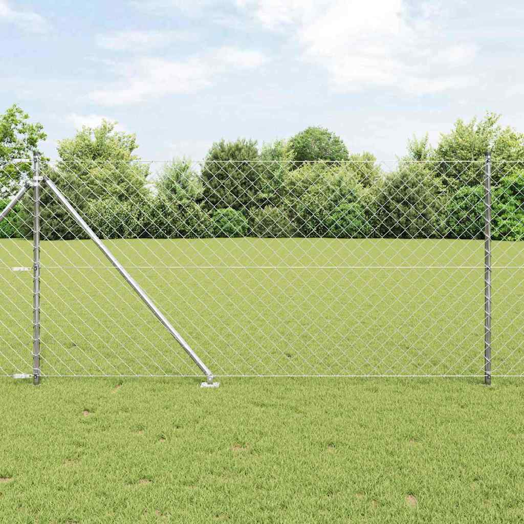 vidaXL Zaunpfosten Silber 25 x 1 m (60 x 60 mm Maschen) Stahl