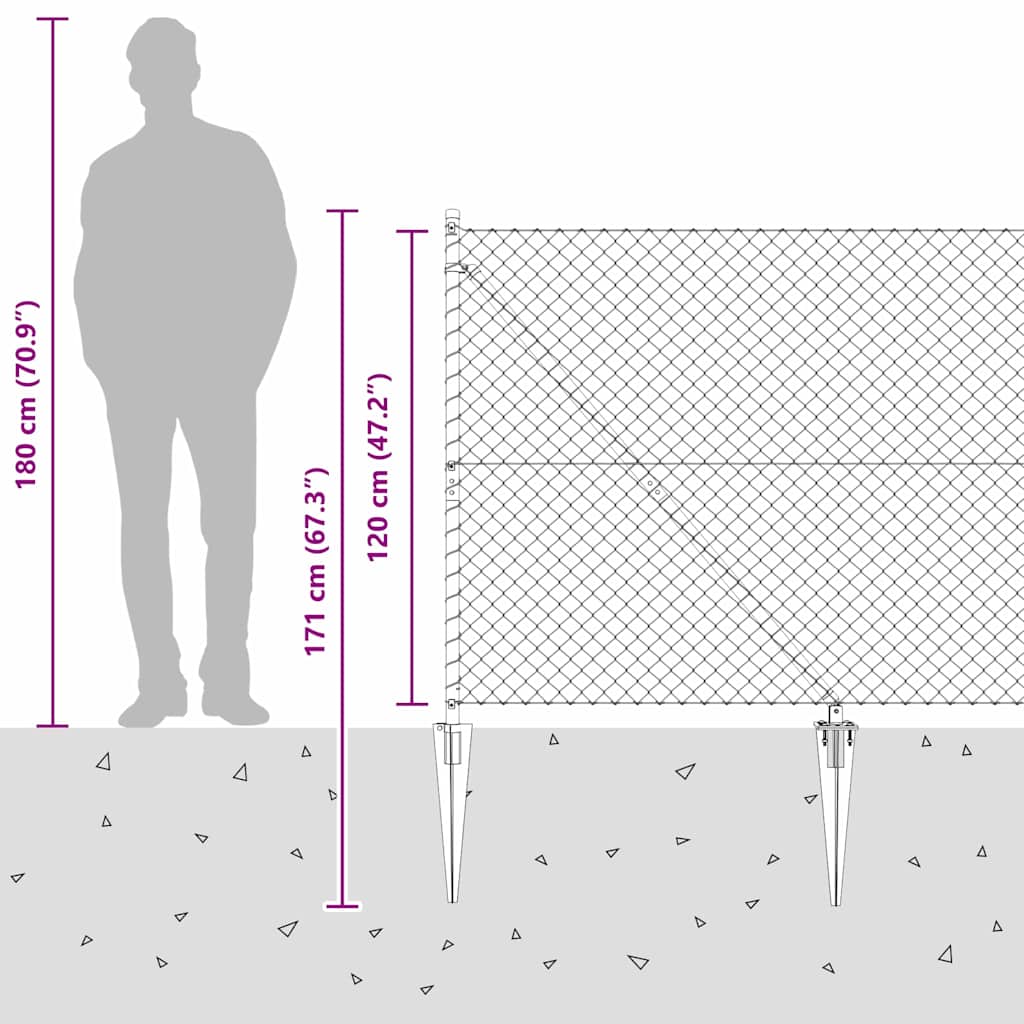 Zaunpfosten Silber 25 x 1,2 m (60 x 60 mm Netz) Stahl