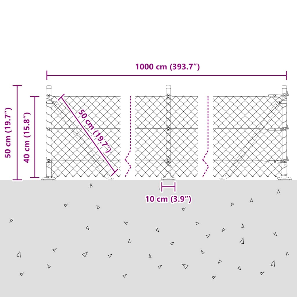 vidaXL Zaunpfosten Grün 10 x 0,4 m (40 x 40 mm Maschen) Stahl und PVC