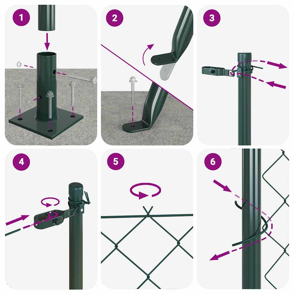 Zaunpfosten Grün 10 x 0,6 m (40 x 40 mm Maschen) Stahl und PVC