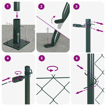 Zaunpfosten Grün 10 x 0,6 m (40 x 40 mm Maschen) Stahl und PVC