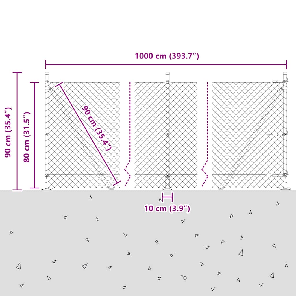 vidaXL Zaunpfosten Grün 10 x 0,8 m (40 x 40 mm Gitter) Stahl und PVC