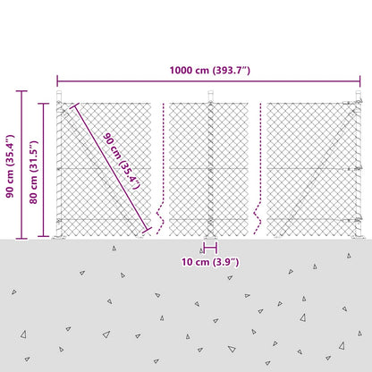 vidaXL Zaunpfosten Grün 10 x 0,8 m (40 x 40 mm Gitter) Stahl und PVC