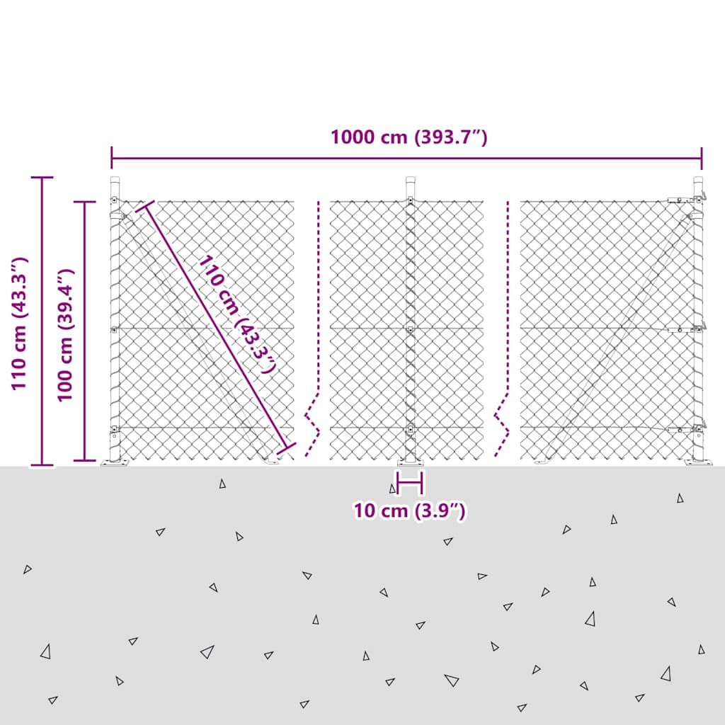 vidaXL Zaunpfosten Grün 10 x 1 m (40 x 40 mm Maschen) Stahl und PVC