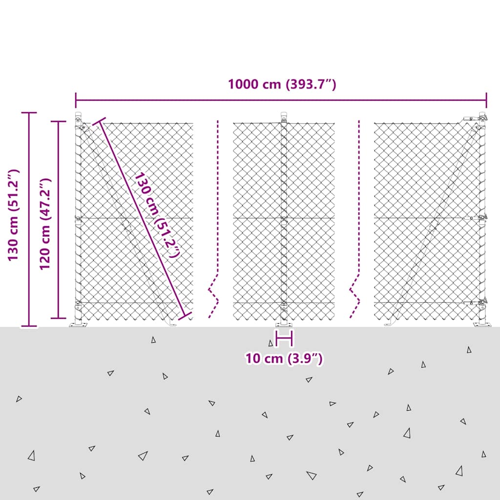 vidaXL Zaunpfosten Grün 10 x 1,2 m (40 x 40 mm Maschenweite)