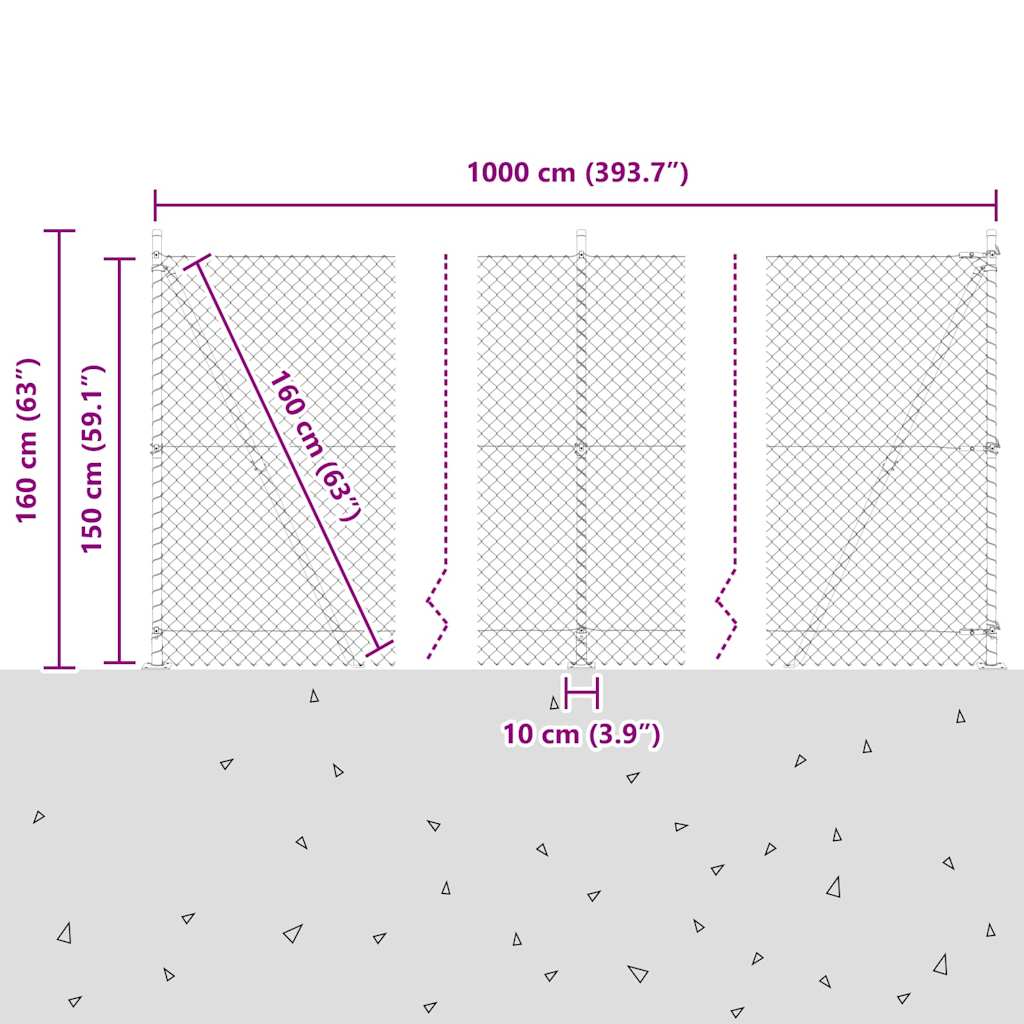 vidaXL Zaunpfosten Grün 10 x 1,5 m (40 x 40 mm Maschen) Stahl und PVC