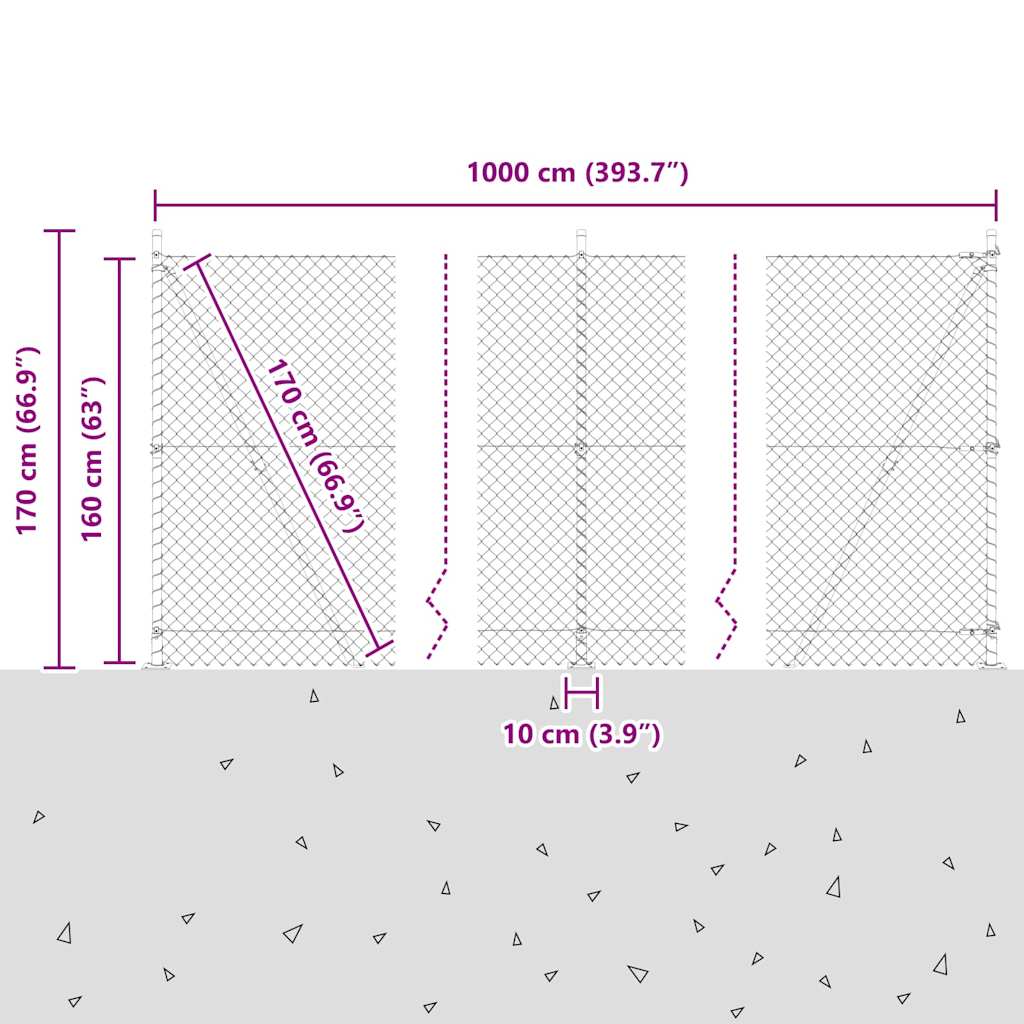 vidaXL Zaunpfosten Grün 10 x 1,6 m (40 x 40 mm Maschen) Stahl und PVC