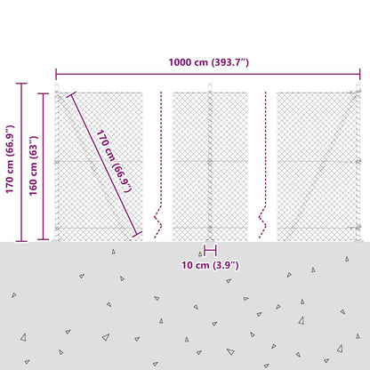 vidaXL Zaunpfosten Grün 10 x 1,6 m (40 x 40 mm Maschen) Stahl und PVC