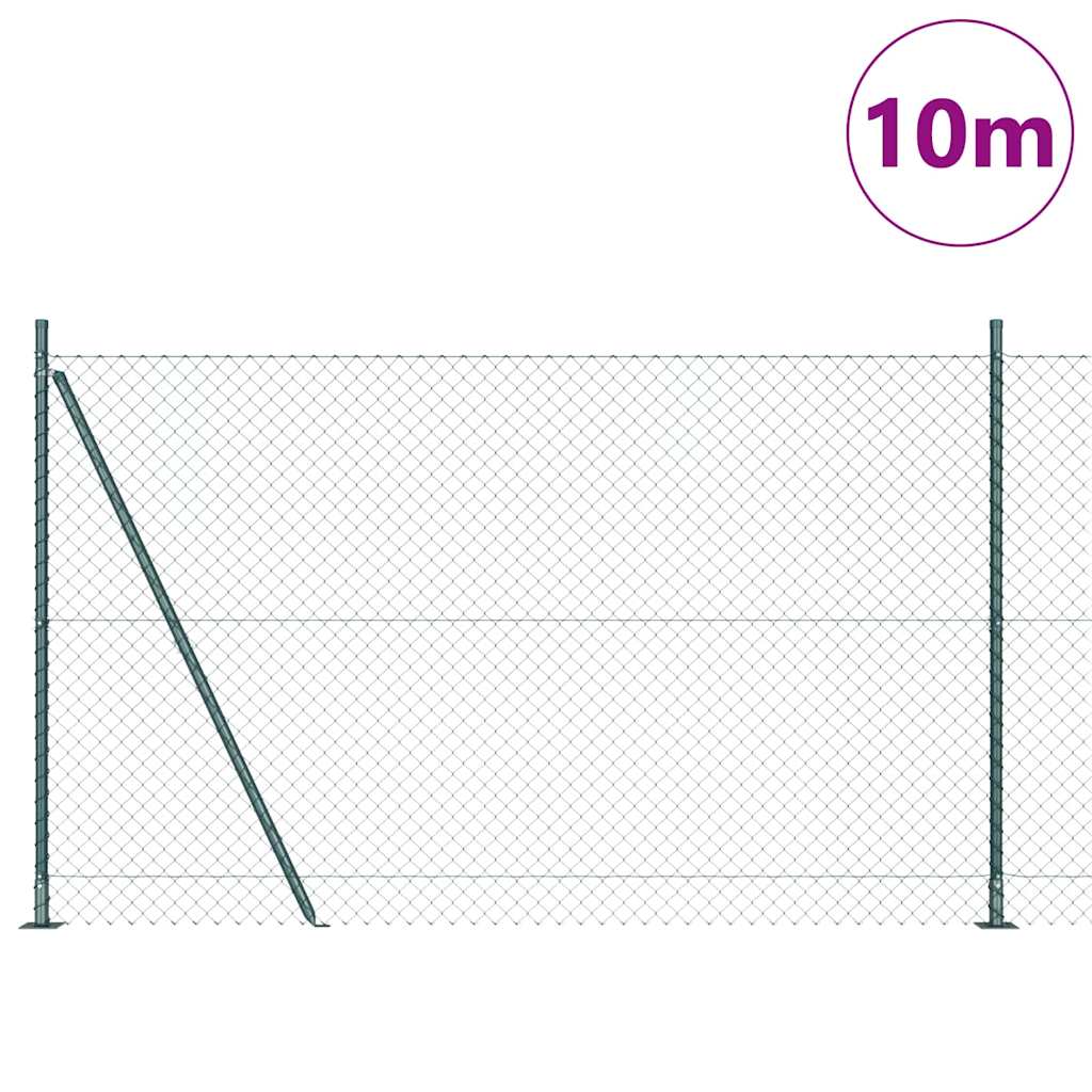 vidaXL Zaunpfosten Grün 10 x 1,6 m (40 x 40 mm Maschen) Stahl und PVC