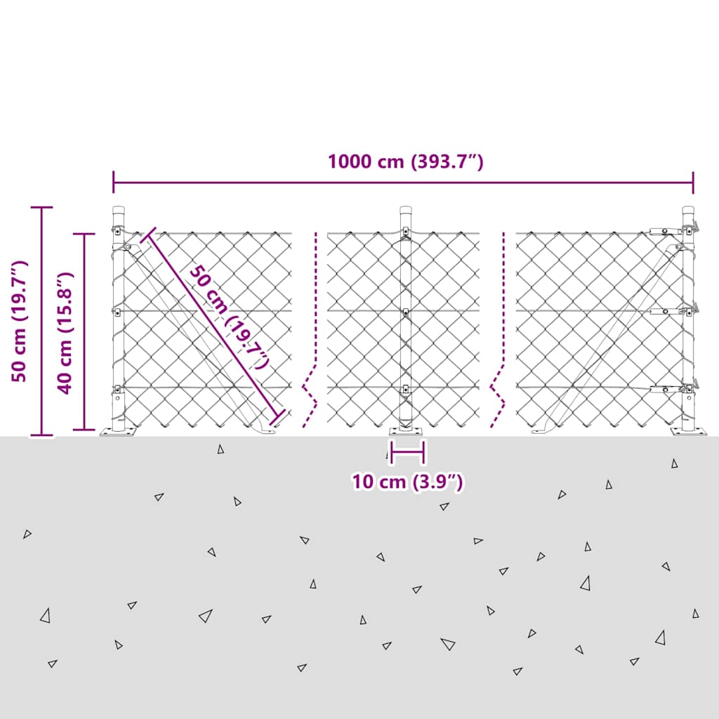 vidaXL Zaunpfosten Grün 10 x 0,4 m (60 x 60 mm Maschen) Stahl und PVC