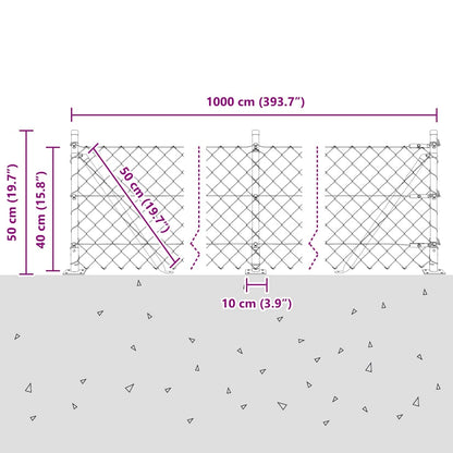 vidaXL Zaunpfosten Grün 10 x 0,4 m (60 x 60 mm Maschen) Stahl und PVC