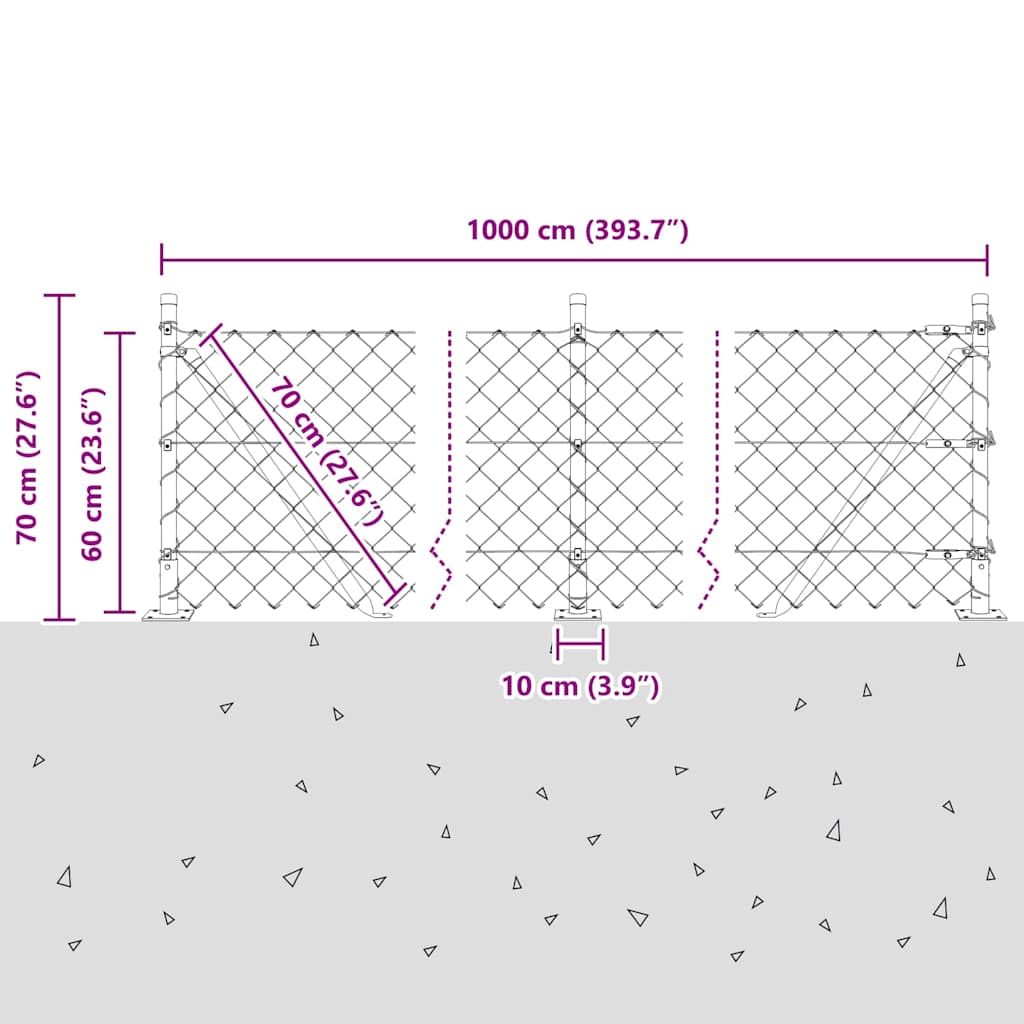 vidaXL Zaunpfosten Grün 10 x 0,6 m (60 x 60 mm Maschen) Stahl und PVC
