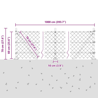 vidaXL Zaunpfosten Grün 10 x 0,6 m (60 x 60 mm Maschen) Stahl und PVC