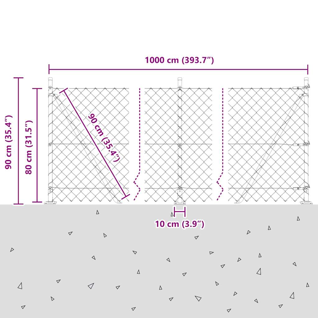vidaXL Zaunpfosten Grün 10 x 0,8 m (60 x 60 mm Maschen) Stahl und PVC