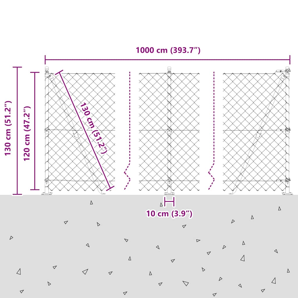 vidaXL Zaunpfosten Grün 10 x 1,2 m (60 x 60 mm Gitter) Stahl und PVC