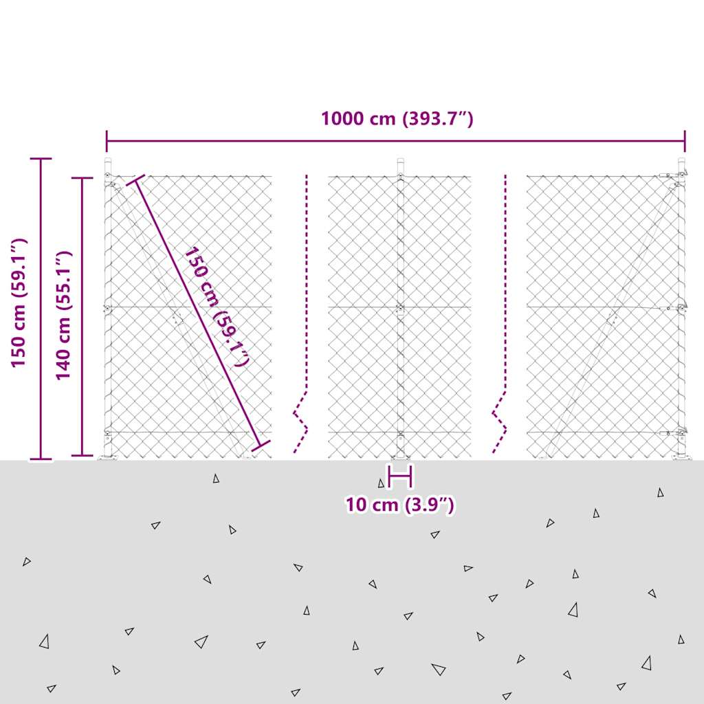 vidaXL Zaunpfosten Grün 10 x 1,4 m (60 x 60 mm Netz) Stahl und PVC