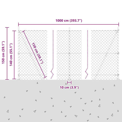 vidaXL Zaunpfosten Grün 10 x 1,4 m (60 x 60 mm Netz) Stahl und PVC