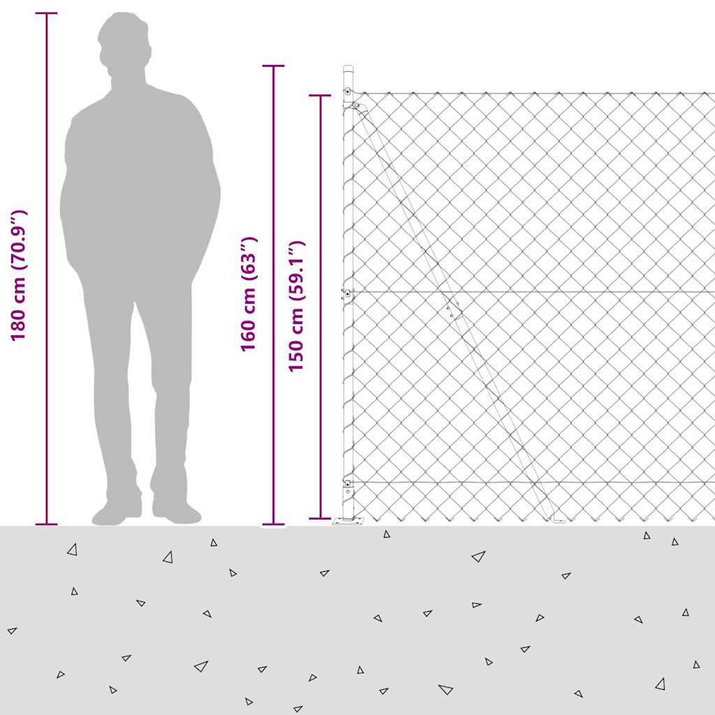 vidaXL Zaunpfosten Grün 10 x 1,5 m (60 x 60 mm Maschen) Stahl und PVC