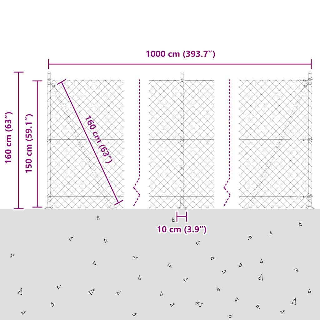 vidaXL Zaunpfosten Grün 10 x 1,5 m (60 x 60 mm Maschen) Stahl und PVC
