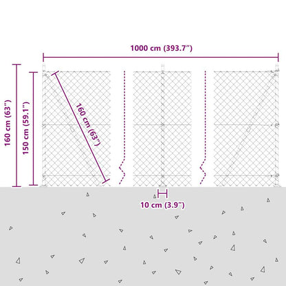 vidaXL Zaunpfosten Grün 10 x 1,5 m (60 x 60 mm Maschen) Stahl und PVC