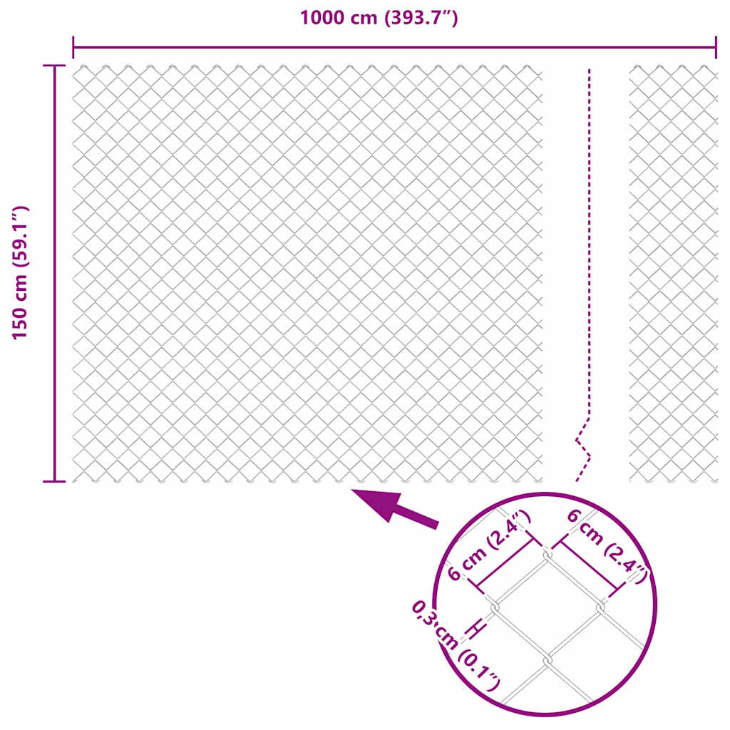 vidaXL Zaunpfosten Grün 10 x 1,5 m (60 x 60 mm Maschen) Stahl und PVC