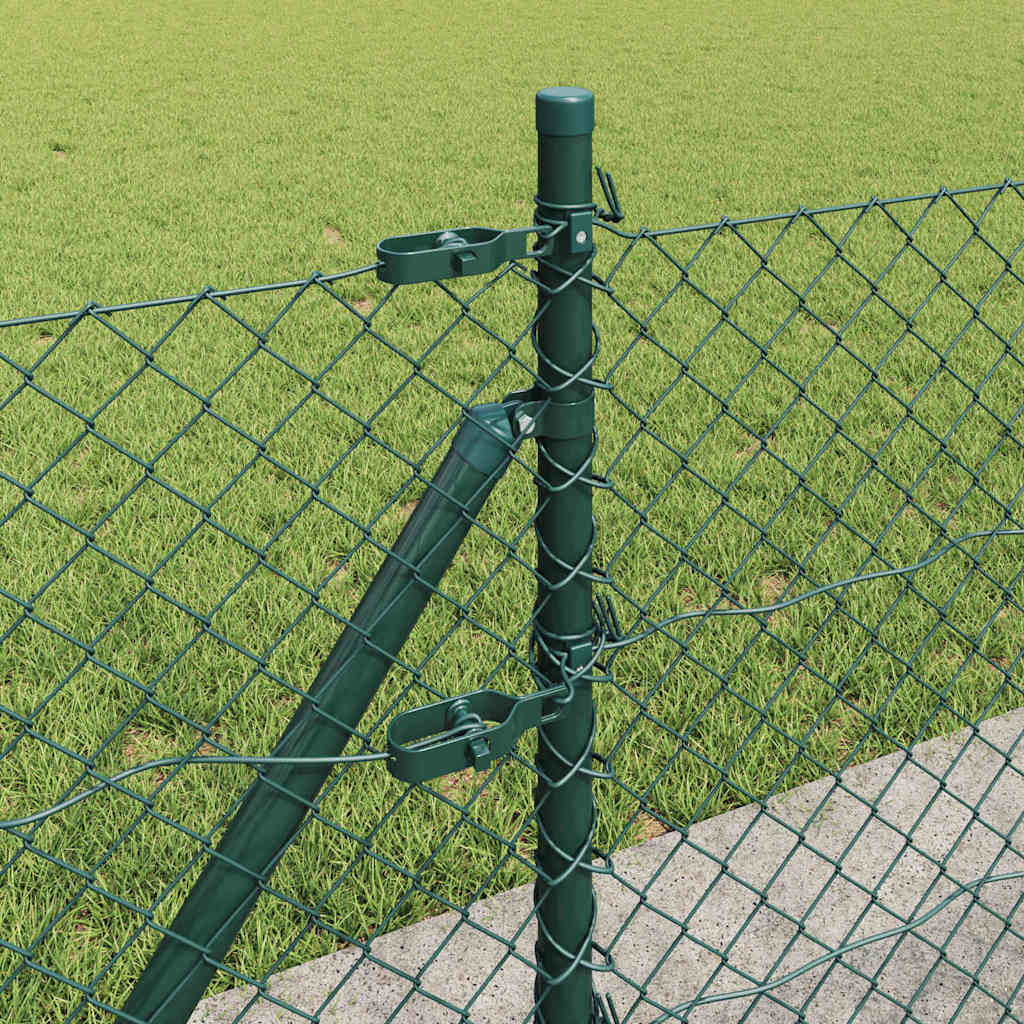 vidaXL Zaunpfosten Grün 25 x 0,4 m (40 x 40 mm Maschen) Stahl und PVC
