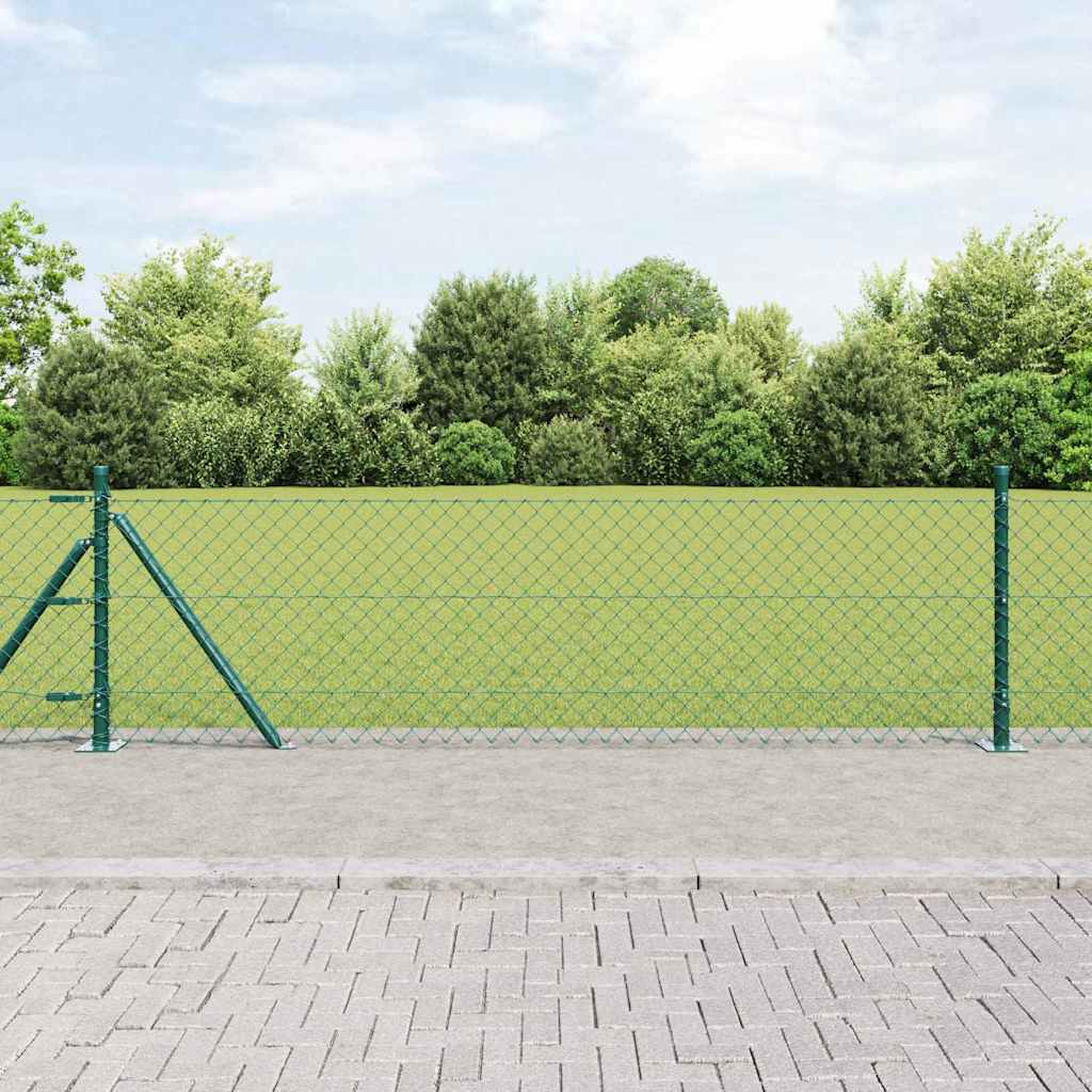 vidaXL Zaunpfosten Grün 25 x 0,4 m (40 x 40 mm Maschen) Stahl und PVC