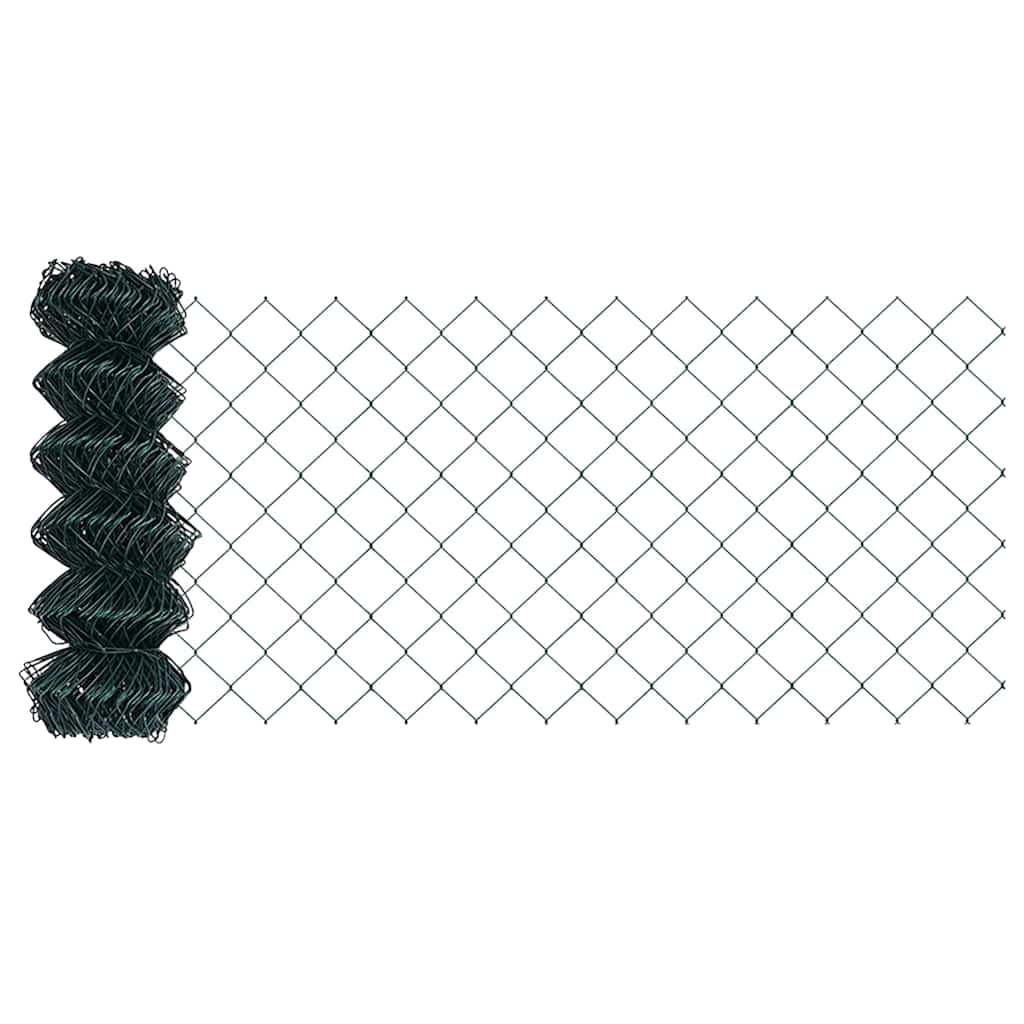 vidaXL Zaunpfosten Grün 25 x 0,4 m (40 x 40 mm Maschen) Stahl und PVC
