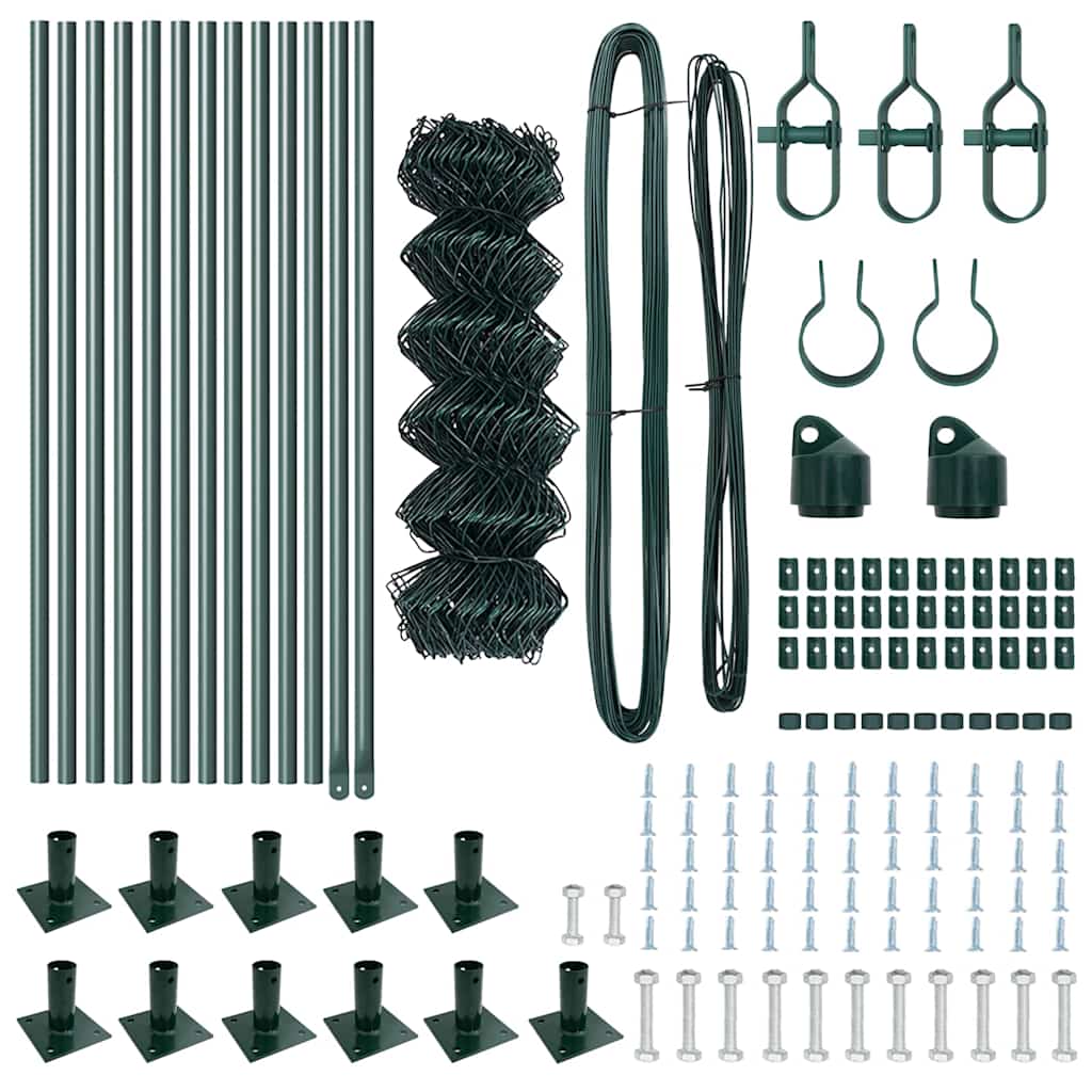 Zaunpfosten Grün 25 x 0,6 m (40 x 40 mm Maschen) Stahl und PVC