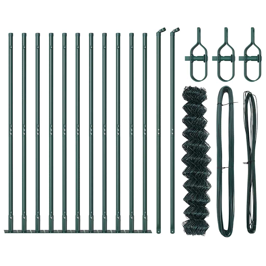 Zaunpfosten Grün 25 x 0,8 m (40 x 40 mm Maschen) Stahl und PVC