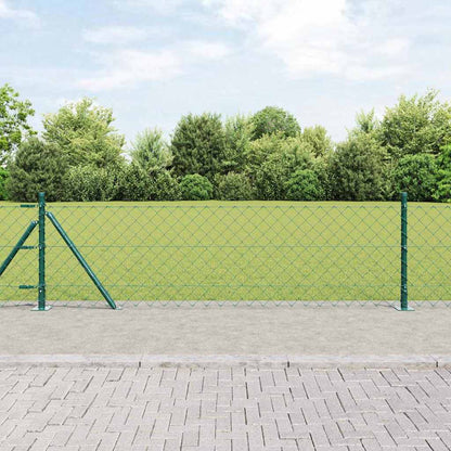 vidaXL Zaunpfosten Grün 25 x 0,4 m (60 x 60 mm Maschen) Stahl und PVC