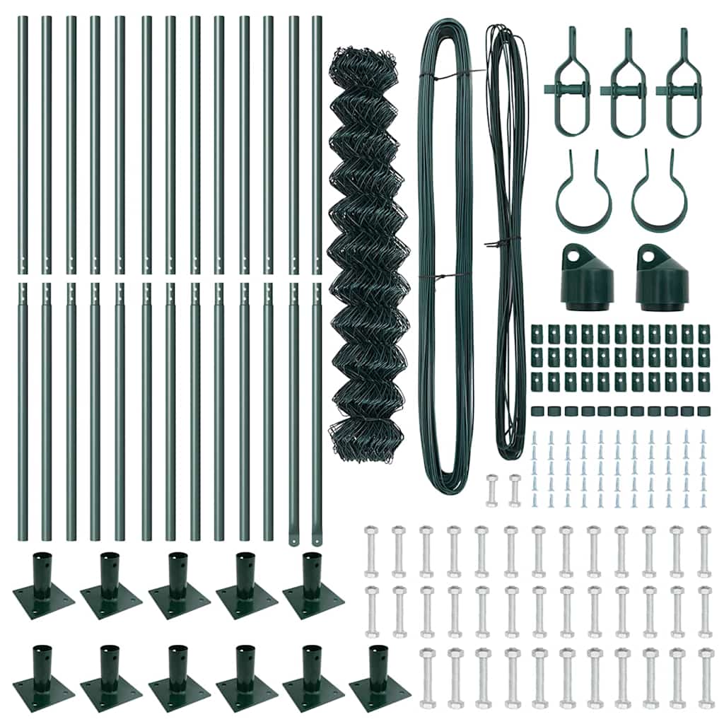 vidaXL Zaunpfosten Grün 25 x 1,2 m (60 x 60 mm Netz) Stahl und PVC