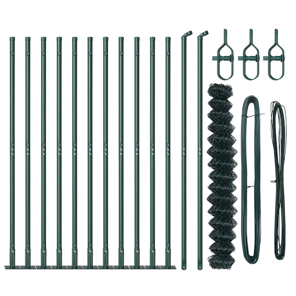 vidaXL Zaunpfosten Grün 1,5 x 25 m (60 x 60 mm Maschenweite) Stahl