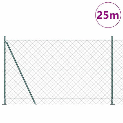 vidaXL Zaunpfosten Grün 1,5 x 25 m (60 x 60 mm Maschenweite) Stahl